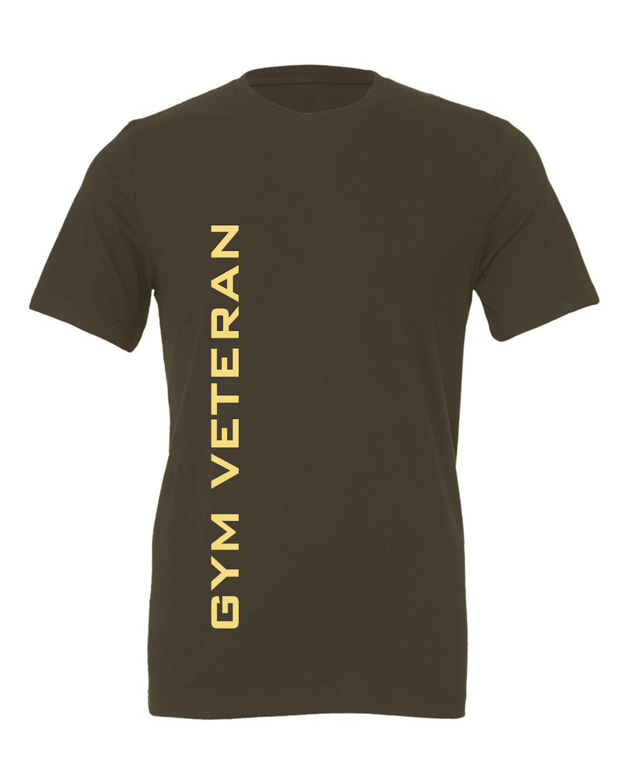 Military Green Gym Veteran Decathlete T-Shirt - Amber Lettering