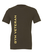 Military Green Gym Veteran Decathlete T-Shirt - Amber Lettering